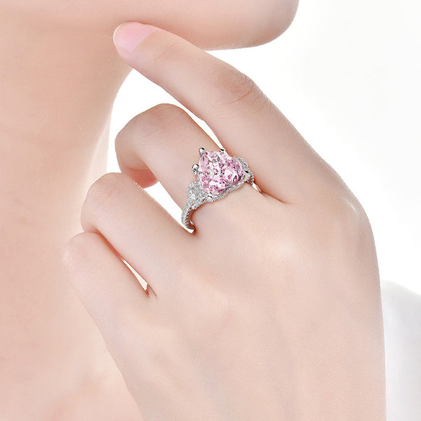 Anillo de Diamante Carbono Plata Clásico Elegante