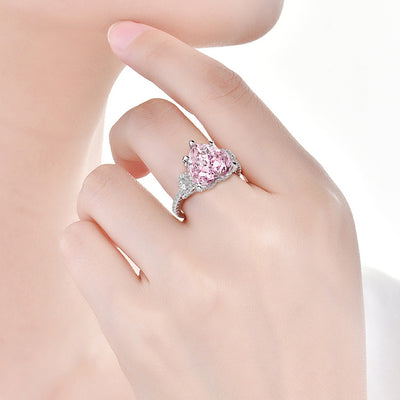 Anillo de Diamante Carbono Plata Clásico Elegante