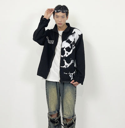 Chaqueta Denim Negra con Estampado de Calavera Bordada - Image 3