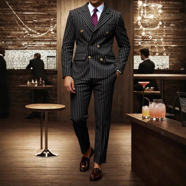 Conjunto de Traje Ejecutivo a Rayas para Hombre - Image 8