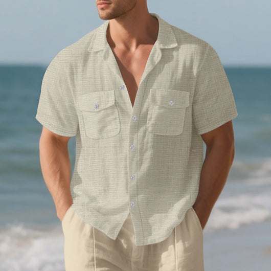 Camisa Suelta de Solapa Lisa para Hombre - Estilo Casual Festivo - Image 20