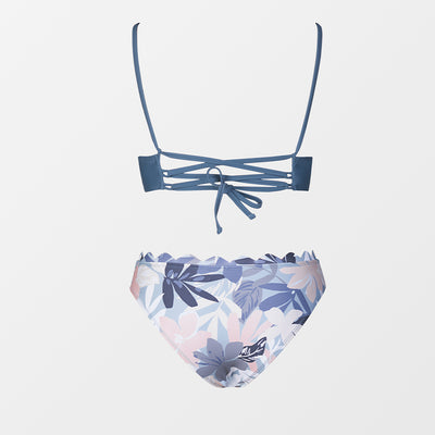 Bikini Estampado Floral Verde con Bordes Ondulados - Image 9