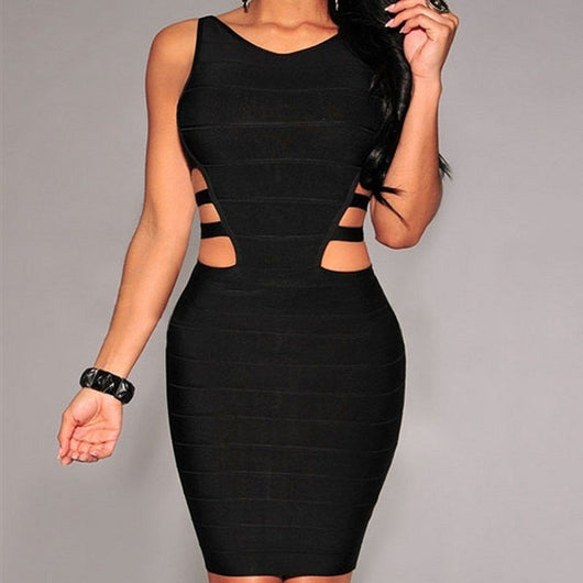 Vestido Bandage Negro Ajustado sin Mangas para Mujer - Image 8