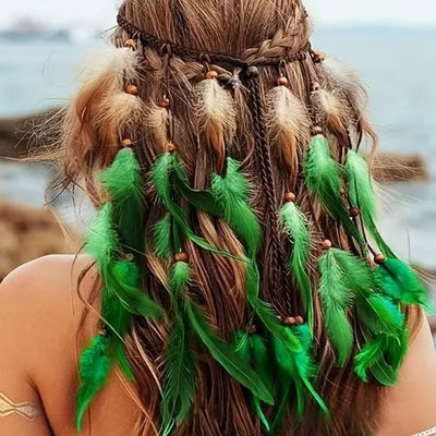 Diadema Bohemia de Plumas Bicolor - Accesorio Étnico para Cabello - Image 13