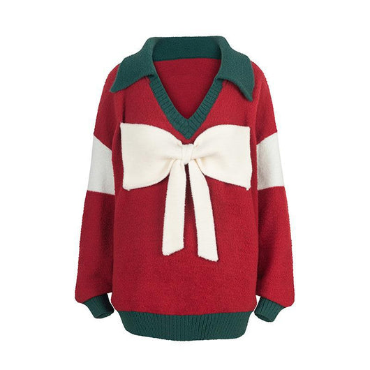 Suéter Navideño Rojo con Lazo - Diseño Moderno y Acogedor para Mujer - Image 6