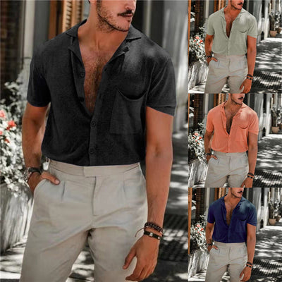 Camisa de Lino Casual para Hombre de Manga Corta - Image 12