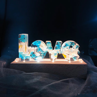 Luz Nocturna USB con Letras de Flores Reales Epoxy - Image 14