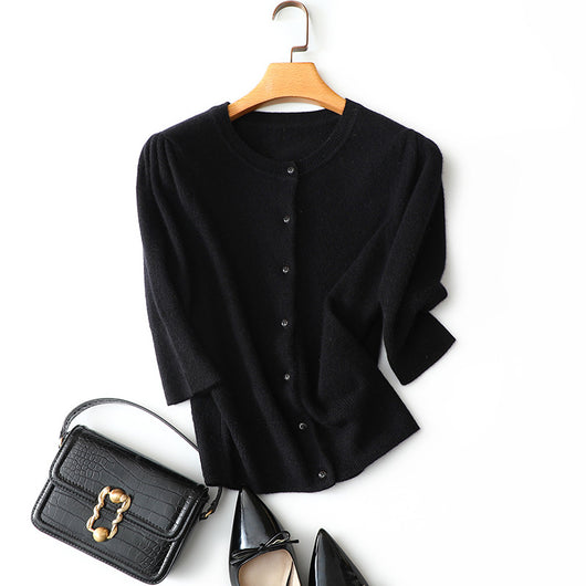 Cardigan Corto de Cachemir Puro con Cintura Alta para Mujer - Image 16