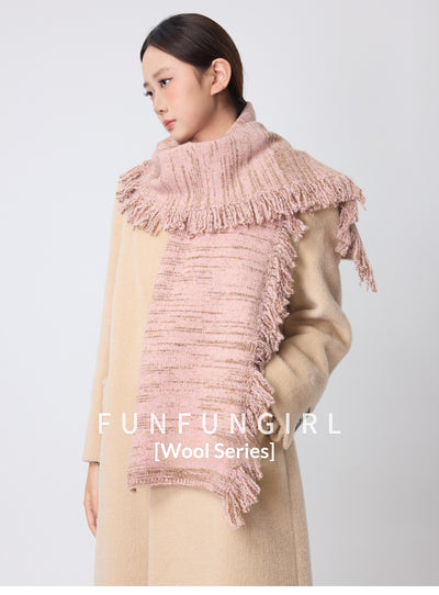 Bufanda de Lana con Fleco Lateral - Cuello Cálido y Casual - Image 34