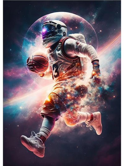 Póster Colorido: Astronautas Jugando Baloncesto en el Espacio - Image 2