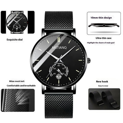 Cinturón Tecnológico de Acero Refinado con Calendario - Diseño Coreano Elegante Negro - Image 8