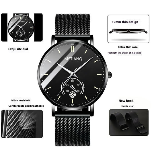 Cinturón Tecnológico de Acero Refinado con Calendario - Diseño Coreano Elegante Negro - Image 8