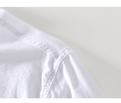 Camisa de Lino Casual con Cuello Mao para Hombre - Image 12