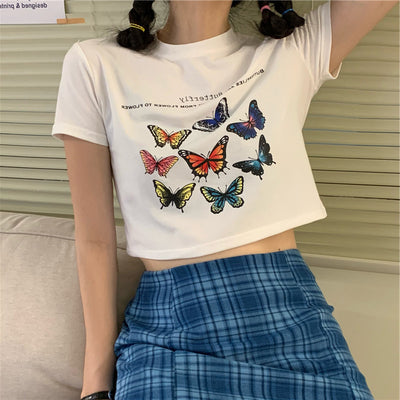 Blusa Blanca Manga Corta con Mariposas - Image 17