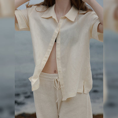 Camisa de Lino Puro con Textura Francesa para Mujer - Image 3