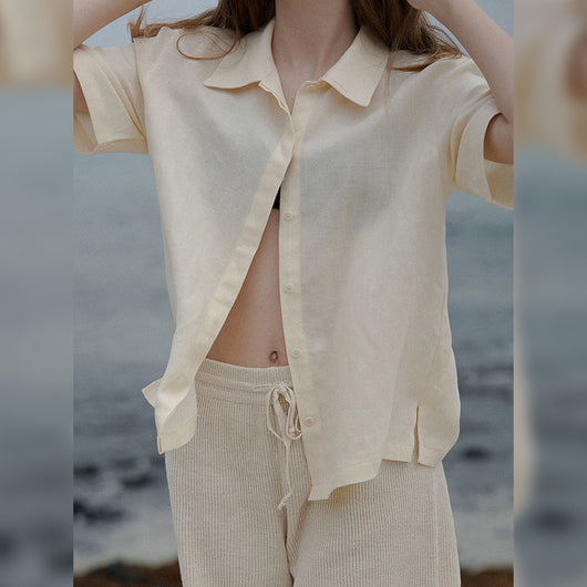 Camisa de Lino Puro con Textura Francesa para Mujer - Image 3