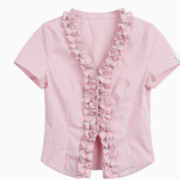 Blusa Patchwork con Cintura Ajustable y Encaje - Image 5