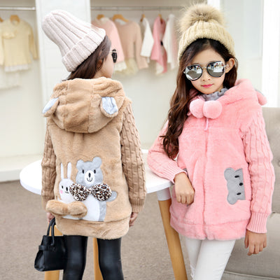 Chaqueta de Algodón con Detalles de Pelaje Sintético para Niñas - Image 5