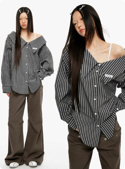 Blusa Rayada Vertical Desmontable para Mujer - Image 11