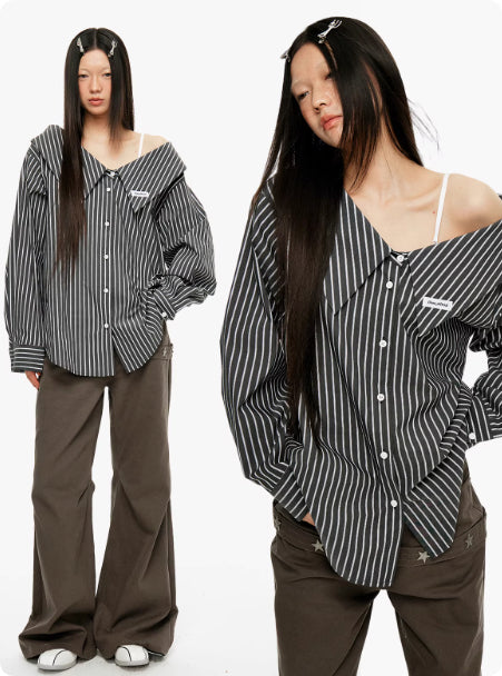 Blusa Rayada Vertical Desmontable para Mujer - Image 11