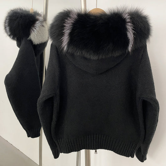 Abrigo de Primavera para Mujer con Cuello de Zorro Real y Capucha - Image 35
