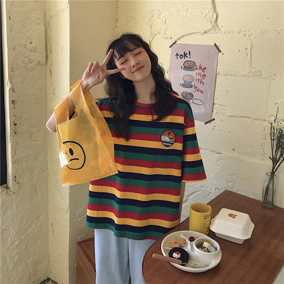 Playera a Rayas Manga Corta Estilo Lazy Chic - Image 7