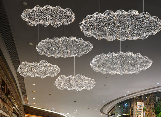 Lámpara Colgante Industrial Nube de Malla Hierro para Restaurantes - Image 17