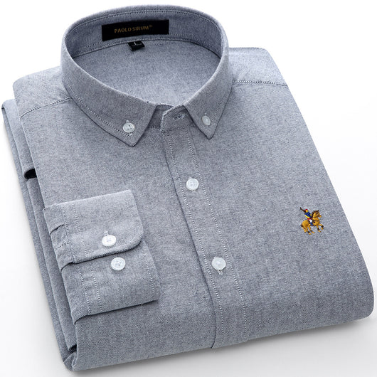 Camisa Oxford de Algodón con Bordado para Hombre - Manga Larga Talle Europeo - Image 15
