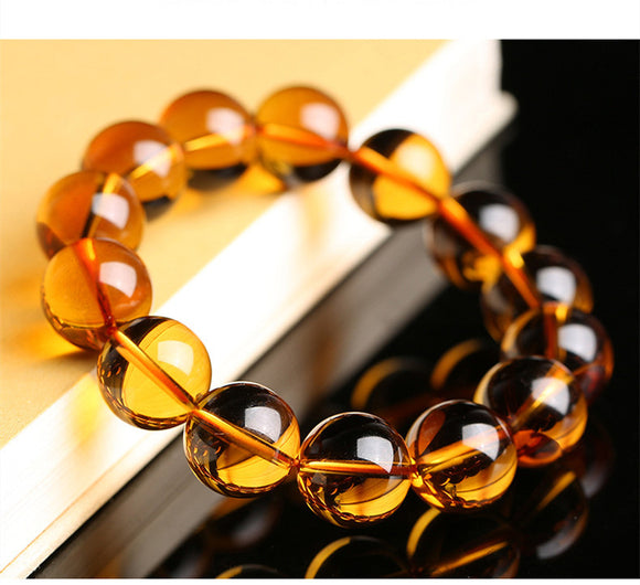 Pulsera Pixiu de Cristal Natural Kumquat Amarillo para Hombre y Mujer