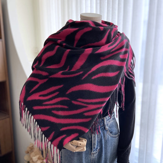 Pashmina Estampada con Rayas y Borlas - Lujo y Calidez - Image 9