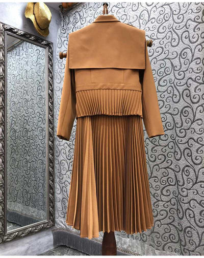 Traje Falda Plisada Estilo Occidental Elegante Dos Piezas para Mujer - Image 3