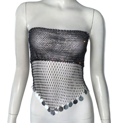 Top Tubo Brillante con Straps y Efecto Malla - Image 2