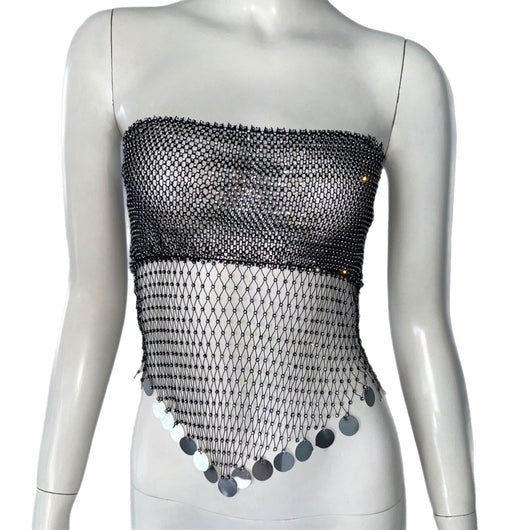 Top Tubo Brillante con Straps y Efecto Malla - Image 2