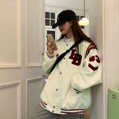 Chaqueta Sudadera Beisbolera Holgada de Forro Polar Grueso para Mujer - Image 8
