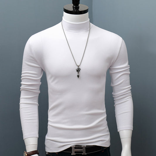 Polera de Algodón con Cuello Semifruncido de Manga Larga
