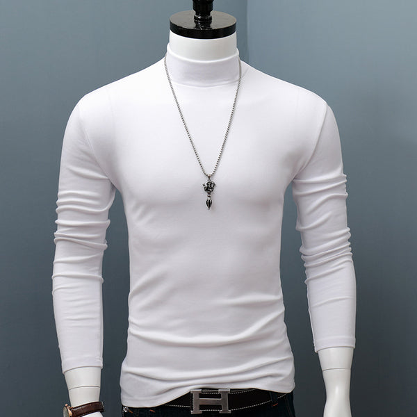 Polera de Algodón con Cuello Semifruncido de Manga Larga