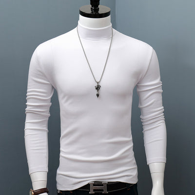 Polera de Algodón con Cuello Semifruncido de Manga Larga