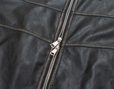 Camisa de Cuero PU con Parches Retro y Solapa - Image 12