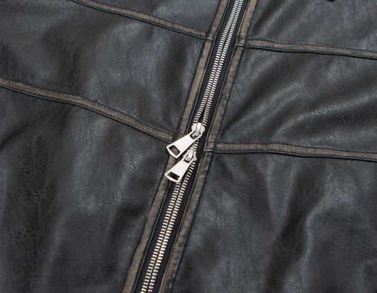 Camisa de Cuero PU con Parches Retro y Solapa - Image 12