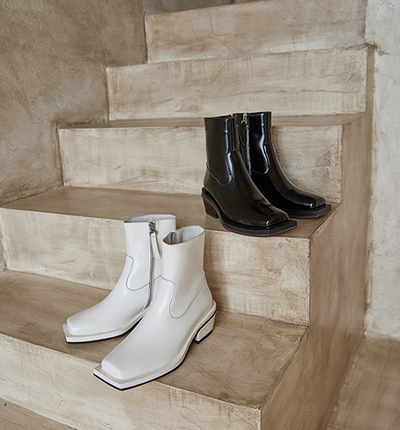 Botas de Cuero Cortas con Tacón Grueso y Punta Cuadrada - Image 16