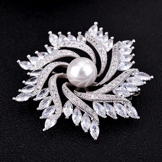 Broche de Cristal Circón Lujo Coreano con Diseño Girasol