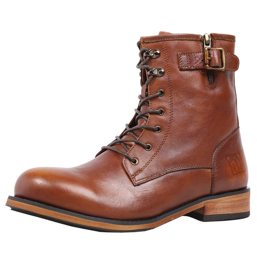 Botas Martin de Cuero Retro Británico con Punta Redonda para Hombre - Image 12