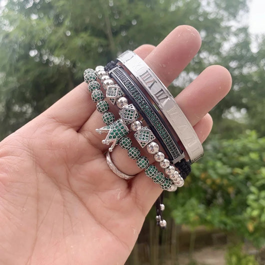 Pulsera Trenzada Poligonal con Letras Romanas