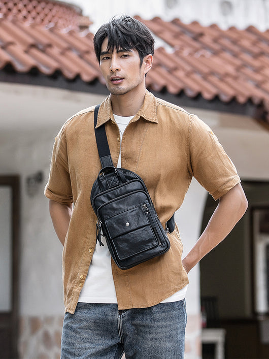 Bolsa Pecho Cuero Genuino para Hombre - Estilo Casual - Image 11