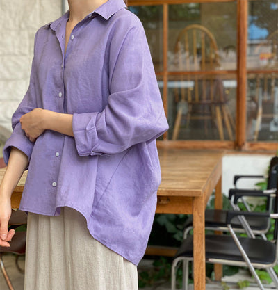 Blusa Vintage de Algodón y Lino Púrpura - Image 11
