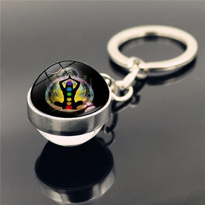 Llavero Colgante de Cristal Doble Cara con Símbolo de Yoga - Image 7