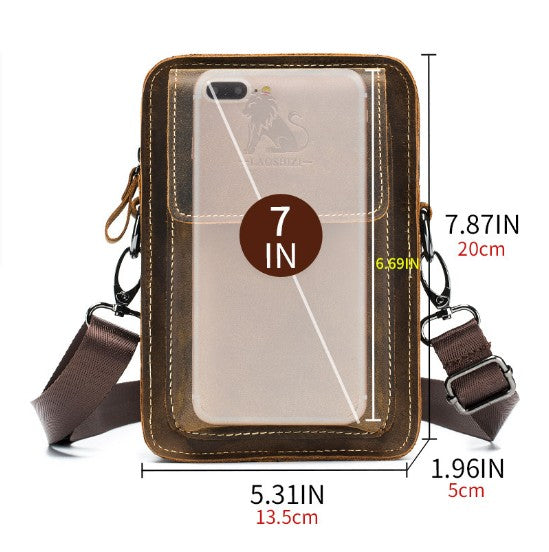 Bolsa Mensajera de Cuero con Cinturón Multifuncional para Hombre