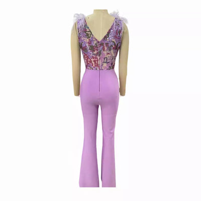 Jumpsuit de Talle Alto con Lentejuelas Bordadas para Mujer - Image 6
