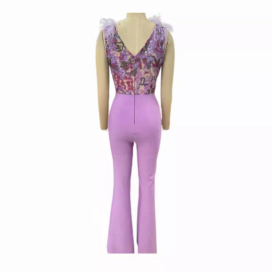 Jumpsuit de Talle Alto con Lentejuelas Bordadas para Mujer - Image 6