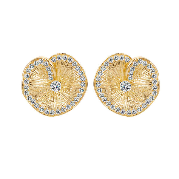 Aretes de Plata 925 con Diseño de Hoja de Loto Texturizada - Image 6